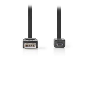 NEDIS CCGP60410BK10 USB 2.0 Flat Cable A Male - Micro B Male 1.0 m Black | ΚΑΛΩΔΙΑ / ADAPTORS | elabstore.gr