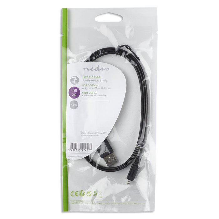 NEDIS CCGP60410BK10 USB 2.0 Flat Cable A Male - Micro B Male 1.0 m Black | eLabstore.gr NEDIS CCGP60410BK10 USB 2.0 Flat Cable A Male - Micro B Male 1.0 m Black | ΚΑΛΩΔΙΑ / ADAPTORS | elabstore.gr