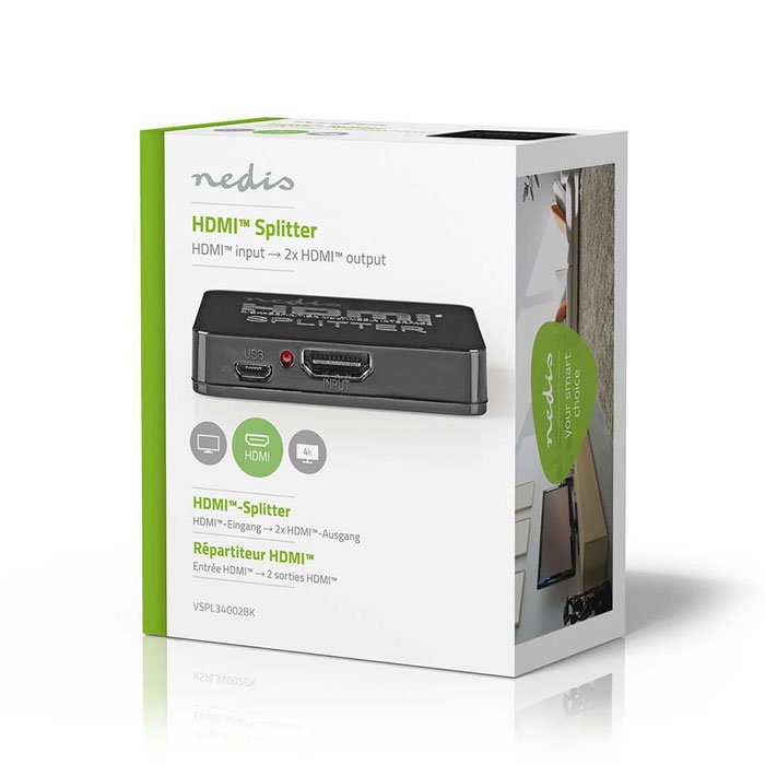 NEDIS VSPL34002BK 2-Port HDMI Splitter Black | eLabstore.gr NEDIS VSPL34002BK 2-Port HDMI Splitter Black | ΕΙΚΟΝΑ / ΗΧΟΣ | elabstore.gr
