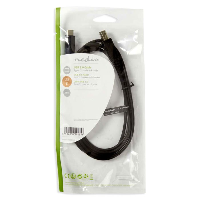 NEDIS CCGP60650BK20 USB 2.0 Cable Type-C Male - B Male 2.0 m Black | eLabstore.gr NEDIS CCGP60650BK20 USB 2.0 Cable Type-C Male - B Male 2.0 m Black | ΚΑΛΩΔΙΑ / ADAPTORS | elabstore.gr
