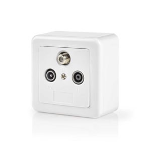 NEDIS SWBX100WT Antenna End Wall Box 1x F Output 1x IEC Male Output 1x IEC Femal | ΚΑΛΩΔΙΑ / ADAPTORS | elabstore.gr