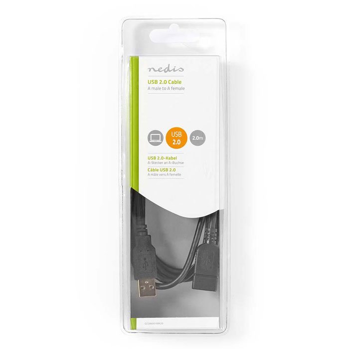 NEDIS CCGB60010BK20 USB 2.0 Cable A Male - A Female 2.0 m Black | eLabstore.gr NEDIS CCGB60010BK20 USB 2.0 Cable A Male - A Female 2.0 m Black | ΚΑΛΩΔΙΑ / ADAPTORS | elabstore.gr