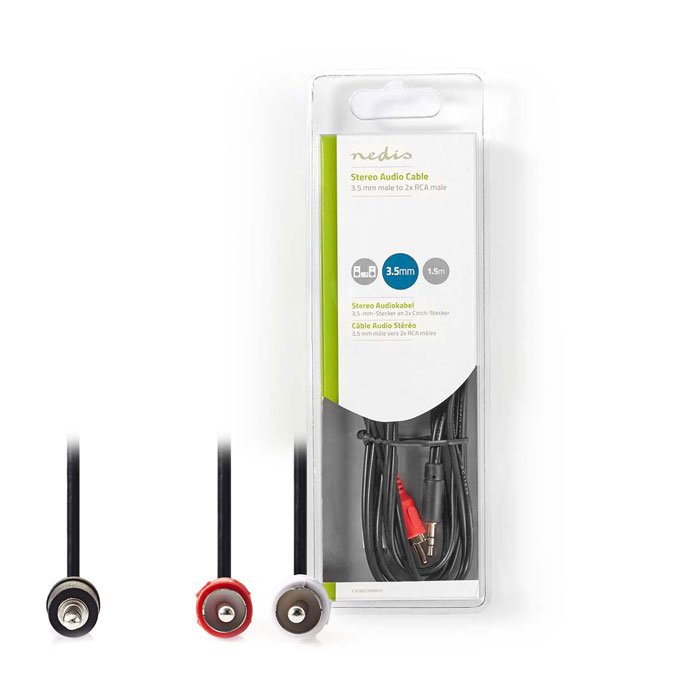 NEDIS CAGB22200BK15 Stereo Audio Cable 3.5 mm Male - 2x RCA Male 1.5m Black | eLabstore.gr NEDIS CAGB22200BK15 Stereo Audio Cable 3.5 mm Male - 2x RCA Male 1.5m Black | ΚΑΛΩΔΙΑ / ADAPTORS | elabstore.gr