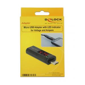 DELOCK Adapter USB 2.0 Micro με LED indicator για Voltage & Ampere | Αξεσουάρ κινητών | elabstore.gr