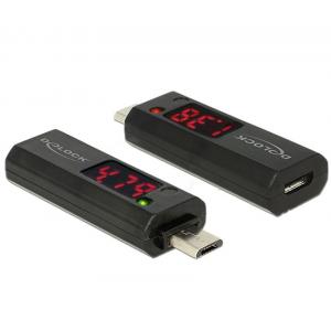 DELOCK Adapter USB 2.0 Micro με LED indicator για Voltage & Ampere | Αξεσουάρ κινητών | elabstore.gr