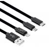 POWERTECH Καλώδιο USB σε Micro USB, Type-C & 8-pin, 3 σε 1, 0.2m, μαύρο | Αξεσουάρ κινητών | elabstore.gr