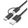 POWERTECH Καλώδιο USB 2.0(A) σε USB Micro & Type-C, 1.5m, μαύρο | Αξεσουάρ κινητών | elabstore.gr