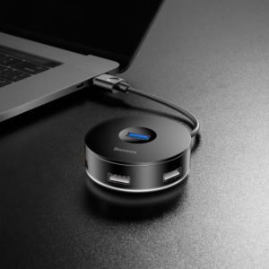 BASEUS USB hub CAHUB-F01 USB 3.0, 1x USB 3.0, 3x USB 2.0, 14cm, μαύρο | Συνοδευτικά PC | elabstore.gr