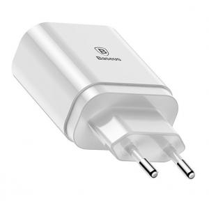 BASEUS φορτιστής τοίχου CCALL-BH02, 3x USB, 3.4A, με οθόνη, λευκό | eLabstore.gr