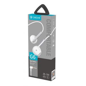 CELEBRAT Earphones G6-WH με μικρόφωνο, 14mm, 3.5mm, 1.2m, λευκά | Αξεσουάρ κινητών | elabstore.gr
