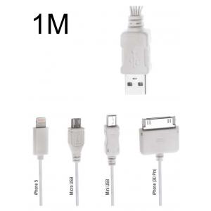 POWERTECH καλώδιο USB 2.0  4 in 1, 1m, λευκό | Αξεσουάρ κινητών | elabstore.gr