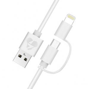 POWERTECH Καλώδιο USB σε Micro/Lightning prime PT-707, MFi, 1m, λευκό | Αξεσουάρ κινητών | elabstore.gr