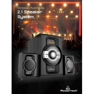 POWERTECH Ηχεία 2.1ch Bluetooth, 60W RMS, AUX/FM, τηλεχειριστήριο, μαύρα | Εικόνα & Ήχος | elabstore.gr