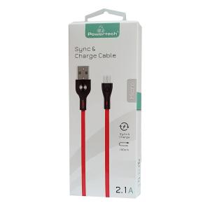 POWERTECH Καλώδιο USB σε Micro USB eco pvc PTR-0005, copper, 1m, κόκκινο | Αξεσουάρ κινητών | elabstore.gr