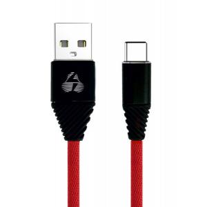 POWERTECH Καλώδιο USB σε Type-C alu PTR-0015, copper, 1m, κόκκινο | Αξεσουάρ κινητών | elabstore.gr