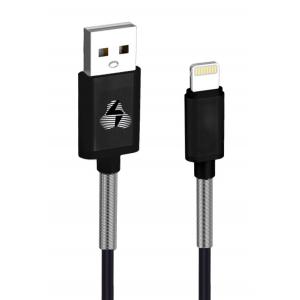 POWERTECH Καλώδιο USB σε Lightning flex alu PTR-0020, copper, 1m, μαύρο | Αξεσουάρ κινητών | elabstore.gr
