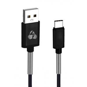 POWERTECH Καλώδιο USB σε Type-C flex alu PTR-0023, copper, 1m, μαύρο | Αξεσουάρ κινητών | elabstore.gr