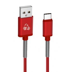 POWERTECH Καλώδιο USB σε Type C flex alu PTR-0024, copper, 1m, κόκκινο | Αξεσουάρ κινητών | elabstore.gr