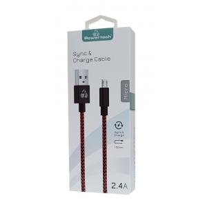 POWERTECH Καλώδιο USB σε Micro USB eco small PTR-0030 copper 1m κόκκινο | Αξεσουάρ κινητών | elabstore.gr