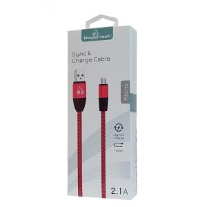 POWERTECH Καλώδιο USB σε Micro USB eco flat PTR-0034 copper 1m, κόκκινο | Αξεσουάρ κινητών | elabstore.gr