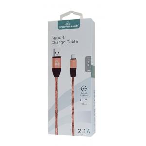 POWERTECH Καλώδιο USB σε Type-C eco flat PTR-0037 copper, 1m ,χρυσό | Αξεσουάρ κινητών | elabstore.gr