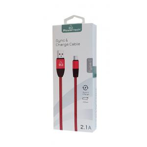 POWERTECH Καλώδιο USB σε Type-C eco flat PTR-0038 copper, 1m, κόκκινο | Αξεσουάρ κινητών | elabstore.gr
