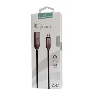 POWERTECH Καλώδιο USB σε Micro USB ele zinc PTR-0039 copper, 1m, μαύρο | Αξεσουάρ κινητών | elabstore.gr