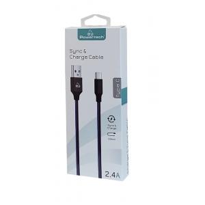 POWERTECH Καλώδιο USB σε Type C eco small PTR-0053 copper, 1m, μπλέ | Αξεσουάρ κινητών | elabstore.gr