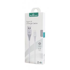 POWERTECH Καλώδιο USB σε Micro USB eco PTR-0057 copper, 1m , λευκό | Αξεσουάρ κινητών | elabstore.gr