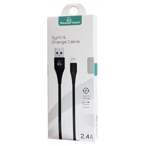 POWERTECH Καλώδιο USB σε Lightning eco PTR-0058 copper, 1m , μαύρο | Αξεσουάρ κινητών | elabstore.gr