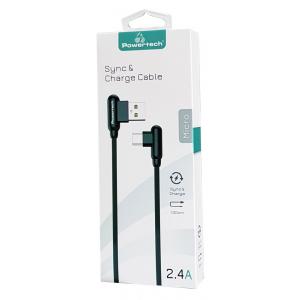 POWERTECH Καλώδιο USB σε Micro USB game 90 PTR-0065 copper, 1m, μαύρο | Αξεσουάρ κινητών | elabstore.gr