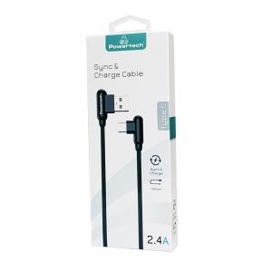 POWERTECH Καλώδιο USB σε Type-C game 90 PTR-0067 copper, 1m, μαύρο | Αξεσουάρ κινητών | elabstore.gr