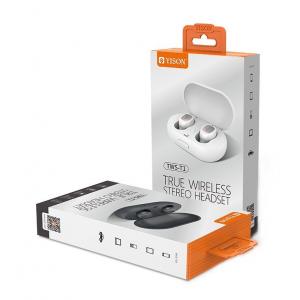 YISON bluetooth headset TWS-T1-GR, true wireless, με θήκη φόρτισης, γκρι | eLabstore.gr YISON bluetooth headset TWS-T1-GR, true wireless, με θήκη φόρτισης, γκρι | Αξεσουάρ κινητών | elabstore.gr