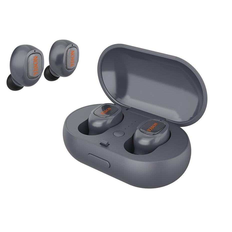 YISON bluetooth headset TWS-T1-GR, true wireless, με θήκη φόρτισης, γκρι | eLabstore.gr YISON bluetooth headset TWS-T1-GR, true wireless, με θήκη φόρτισης, γκρι | Αξεσουάρ κινητών | elabstore.gr