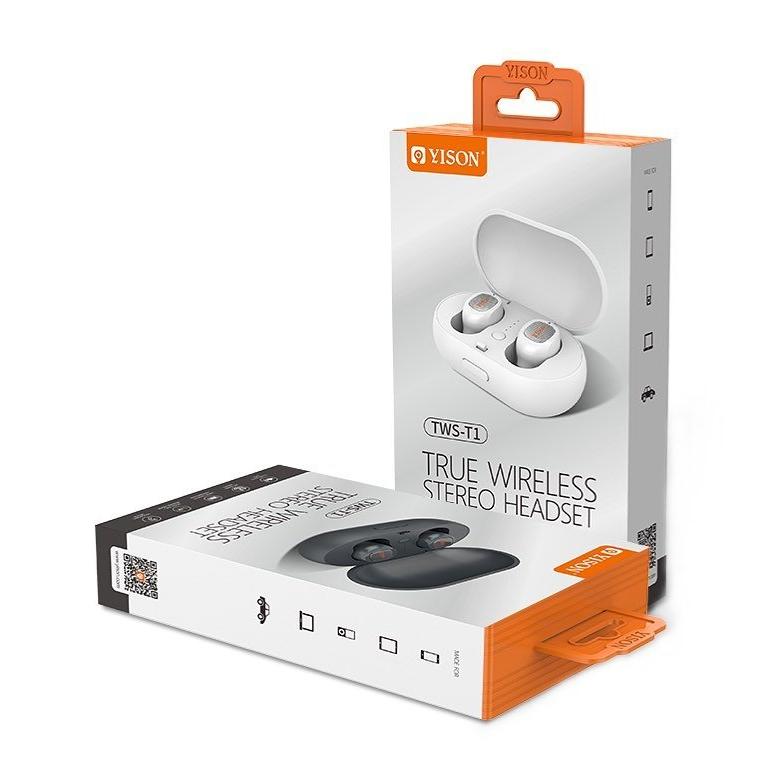 YISON bluetooth headset TWS-T1-WH true wireless, με θήκη φόρτισης, λευκό | eLabstore.gr YISON bluetooth headset TWS-T1-WH true wireless, με θήκη φόρτισης, λευκό | Αξεσουάρ κινητών | elabstore.gr