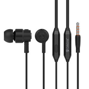 CELEBRAT Earphones CLB-V1-BK με μικρόφωνο, 10mm, 3.5mm, 1.2m, μαύρα | Αξεσουάρ κινητών | elabstore.gr