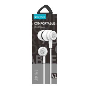 CELEBRAT Earphones CLB-V1-WH με μικρόφωνο, 10mm, 3.5mm, 1.2m, λευκό | Αξεσουάρ κινητών | elabstore.gr