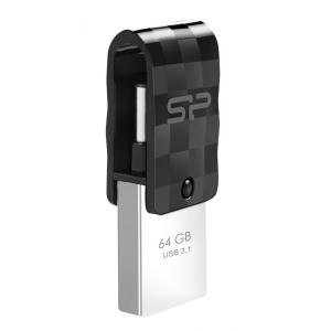 SILICON POWER Dual USB Flash Drive C31, USB 3.1 & Type-C, 64GB, μαύρο | Συνοδευτικά PC | elabstore.gr