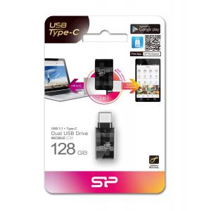 SILICON POWER Dual USB Flash Drive C31, USB 3.1 & Type-C, 128GB, μαύρο | Συνοδευτικά PC | elabstore.gr