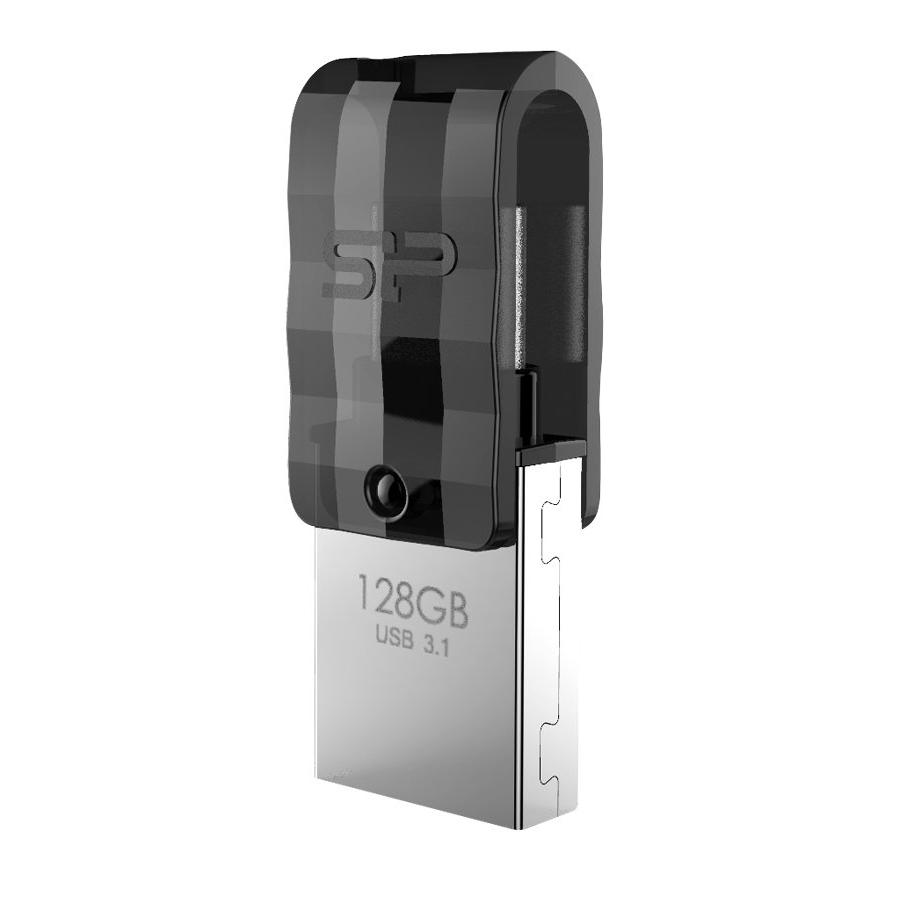 SILICON POWER Dual USB Flash Drive C31, USB 3.1 & Type-C, 128GB, μαύρο | Συνοδευτικά PC | elabstore.gr
