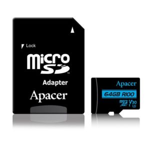 Memory Card Micro SDXC UHS-I U3 Class10 64GB Apacer V30 R100 | MEMORY CARDS | elabstore.gr