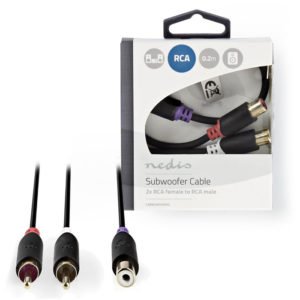 NEDIS CABW24020AT02 Subwoofer Cable 2x RCA Male - RCA Female 0.2 m Anthracite | ΚΑΛΩΔΙΑ / ADAPTORS | elabstore.gr