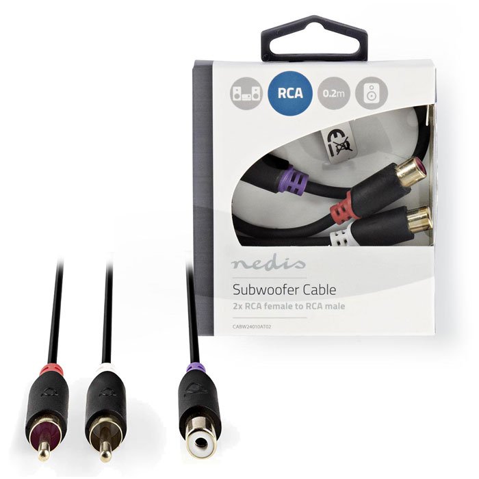 NEDIS CABW24020AT02 Subwoofer Cable 2x RCA Male - RCA Female 0.2 m Anthracite | eLabstore.gr NEDIS CABW24020AT02 Subwoofer Cable 2x RCA Male - RCA Female 0.2 m Anthracite | ΚΑΛΩΔΙΑ / ADAPTORS | elabstore.gr