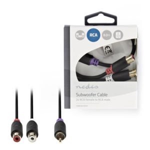 NEDIS CABW24010AT02 Subwoofer Cable RCA Male - 2x RCA Female 0.2 m Anthracite | ΚΑΛΩΔΙΑ / ADAPTORS | elabstore.gr