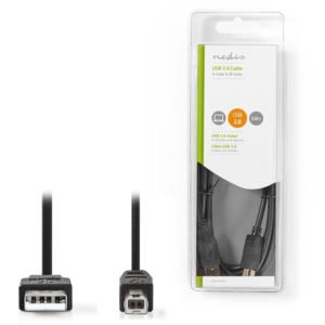 NEDIS CCGB60100BK20 USB 2.0 Cable A Male - B Male 2.0 m Black | ΚΑΛΩΔΙΑ / ADAPTORS | elabstore.gr