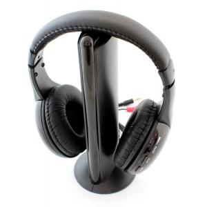 Ασύρματα ακουστικά MH2001 με FM tuner, 3.5mm, μαύρα | Συνοδευτικά PC | elabstore.gr
