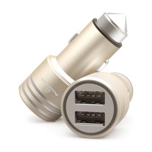 POWERTECH Φορτιστής Αυτοκινήτου PT-758, 2x USB, 2.1A, χρυσός | Αξεσουάρ κινητών | elabstore.gr