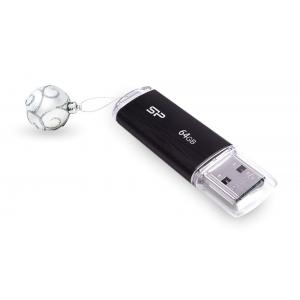 SILICON POWER USB Flash Drive Ultima U02, 64GB, USB 2.0, μαύρο | Συνοδευτικά PC | elabstore.gr