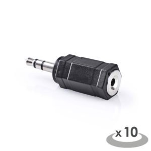 NEDIS CAGP22930BK Stereo Audio Adapter 3.5 mm Male - 2.5 mm Female 10 pieces Bla | ΚΑΛΩΔΙΑ / ADAPTORS | elabstore.gr