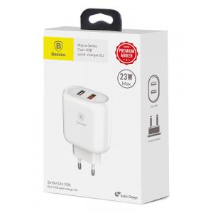 BASEUS φορτιστής τοίχου CCALL-AG02, 2x USB, Quick Charge 23W, λευκός | Αξεσουάρ κινητών | elabstore.gr